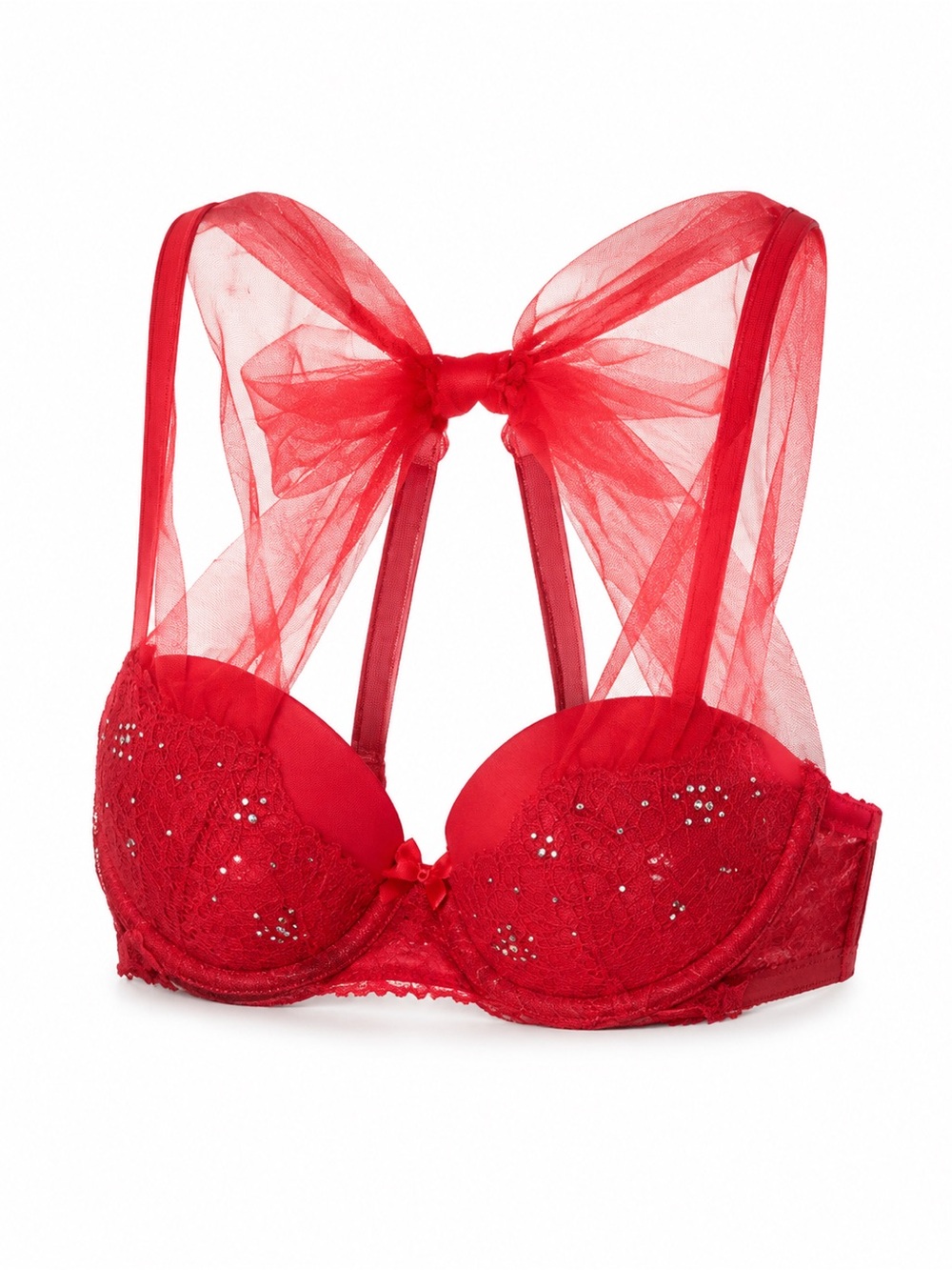 2014 VS Dream Angels Holiday Red Rhinestone Bow Balconet Bra 32D NWT